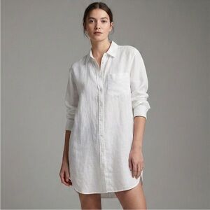 Gap 100% Linen Long Sleeve Button-Down Tunic – White